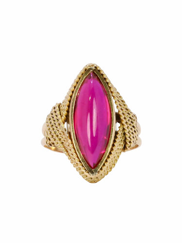 Bague 57 Bague vintage or jaune torsadé rubis 58 Facettes 1087.15