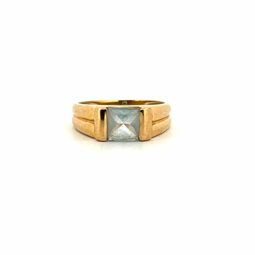 Bague 54 Solitaire Or Jaune & Aigue Marine 58 Facettes 60-GS35808-2