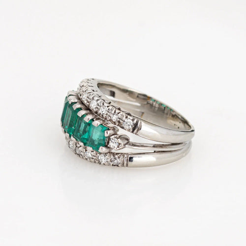 Bague 48 Bague Diamant Émeraude Vintage Or Blanc 58 Facettes G13361
