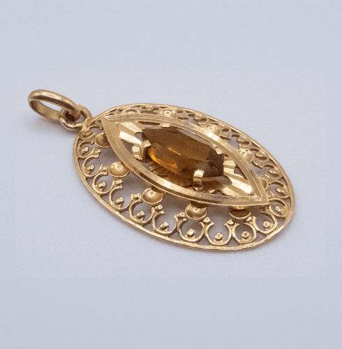 Collier Pendentif Marquise Or Jaune & Saphir 58 Facettes
