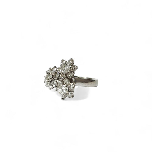 Bague 57 Bague fleurs or gris diamants 58 Facettes REF2531-298