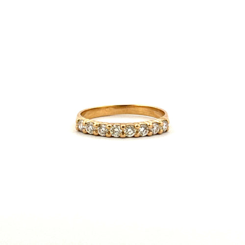 Bague 55 Demi alliance en diamants or jaune 58 Facettes
