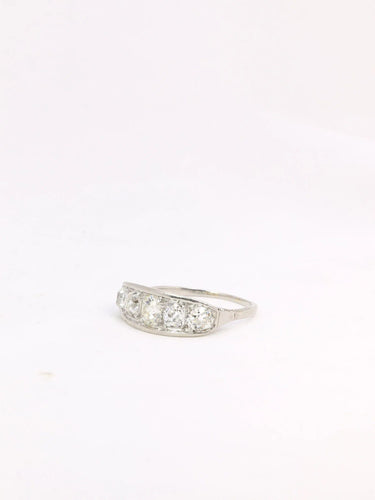 Bague 57 Bague jarretière Belle Epoque platine diamants taille ancienne 58 Facettes J302