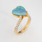 Bague Bague vintage en or jaune 18 carats, ornée d'une opale en forme de cœur et de diamant, taille 6,75. Bijou ancien de qualité. 58 Facettes G14030