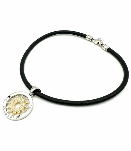 Collier BVLGARI. Collection "Tondo", collier en or, acier et diamants 58 Facettes