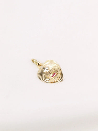 Pendentif Médaille amour Augis coeur Plus qu'hier moins que demain or jaune rubis 58 Facettes J476