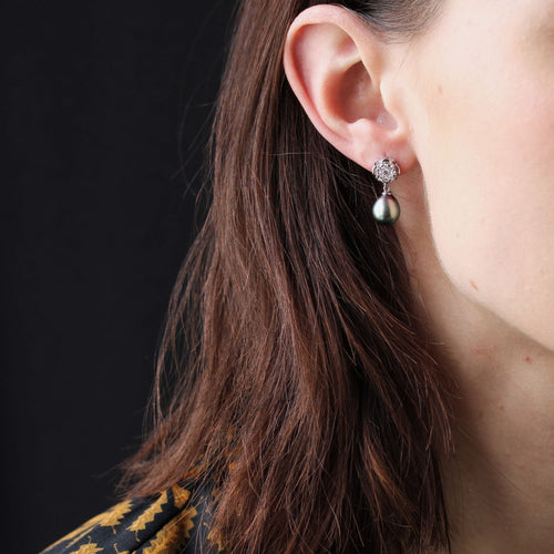 Boucles d'oreilles Boucles d'oreilles diamants et perles de Tahiti transformables 58 Facettes 24-186