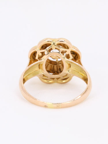 Bague 56 Bague ancienne fleur or jaune pierre blanche 58 Facettes 1CA0000012/1