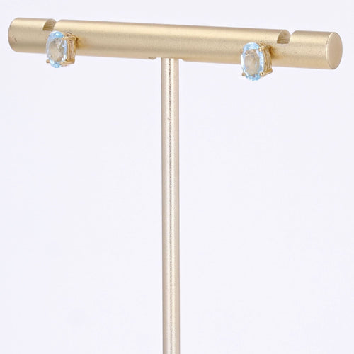 Boucles d'oreilles Puces d'oreilles or jaune aigue marine 58 Facettes 16-311