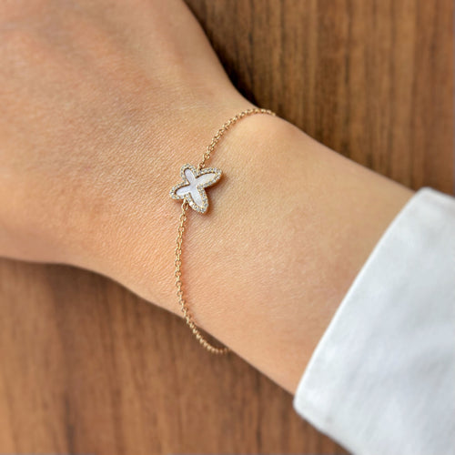 Bracelet Bracelet Papillon - Or, Diamants & Nacre 58 Facettes 250131R