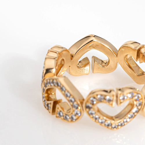 Bague 51 Bague C de Cartier en or jaune 18 carats, diamants, taille 5,75, anneau en forme de cœur, vers 2001 58 Facettes G13167