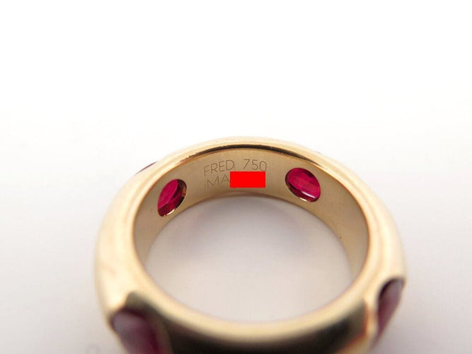 Bague 53 vintage bague FRED sertie de 4 rubis en or jaune 58 Facettes 260930