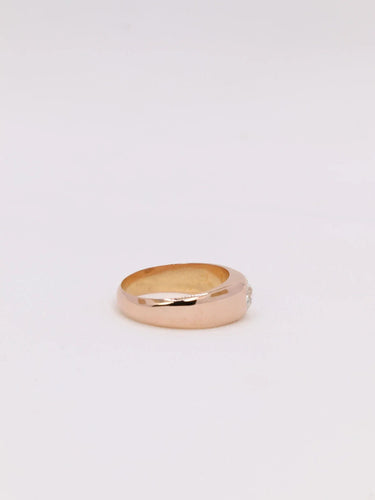 Bague 53.5 Bague jonc en or rose et diamant taille ancienne 0.5ct 58 Facettes J192