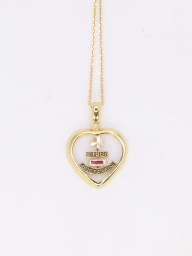 Pendentif Médaille amour Augis coeur en verre et or, Plus qu’hier moins que demain, ca 1980 58 Facettes 922