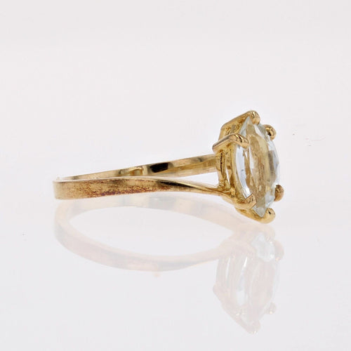 Bague 50 Bague or jaune aigue-marine navette 58 Facettes 21-676