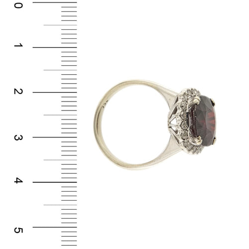 Bague 55 Bague fleur or blanc avec grenat et diamants 58 Facettes 33304