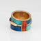 Bague 57 Bague Oeil d'Horus bande or jaune Lapis Turquoise 58 Facettes G13619
