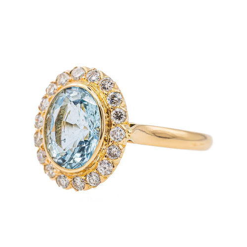 Bague 55 Bague Pompadour Or rose Aigue Marine 58 Facettes 3357371CN
