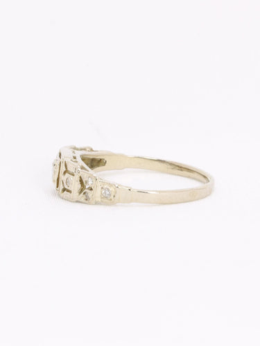 Bague géométrique or blanc diamants