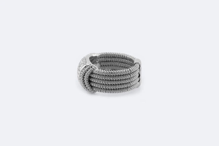Bague 20 / Oro Bianco Jonc en or blanc avec diamants 58 Facettes ANL668