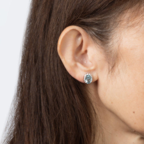 Boucles d'oreilles Boucles d'oreilles en or jaune et aigue-marine, diamants 58 Facettes G14154