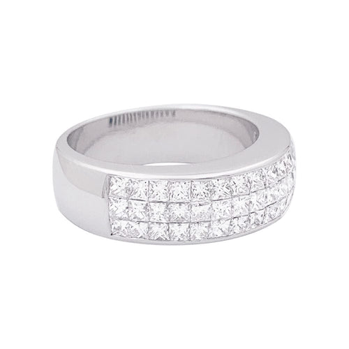 Bague 53 Bague pavage or blanc, diamants princesse. 58 Facettes 33993