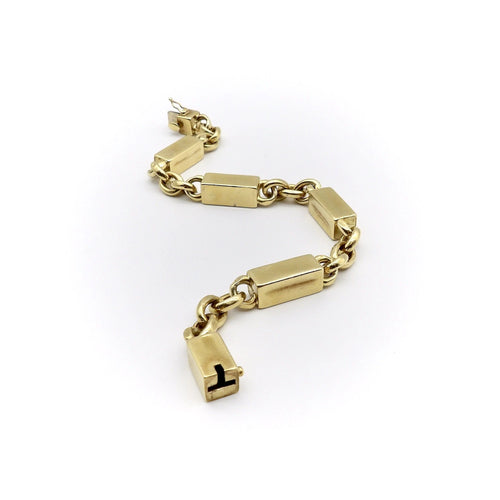 Bracelet Bracelet vintage en or 18 carats avec barres et maillons alternés 58 Facettes