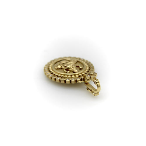 Pendentif Pendentif Orly Marcel Lakshmi en or jaune avec halo de diamants 58 Facettes A2001L