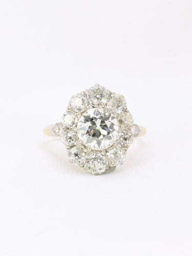 Bague 54 Bague marguerite ancienne diamants taille ancienne 3 carats 58 Facettes 1100
