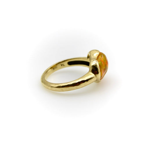 Bague 54.5 Bague Oral Feu mexicaine en or jaune sculptée à la main par Tony Malmed 58 Facettes