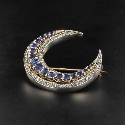 Broche Broche croissant saphirs et diamants 58 Facettes 14-104