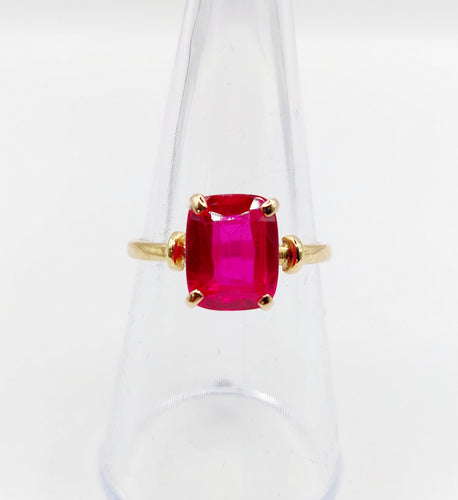 Bague 54.5 Bague cocktail Art Déco or jaune, rubis synthétique 58 Facettes A06308