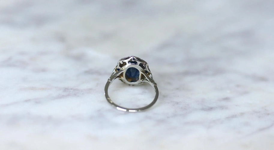 Bague Bague rosace Art Déco saphir diamants 58 Facettes