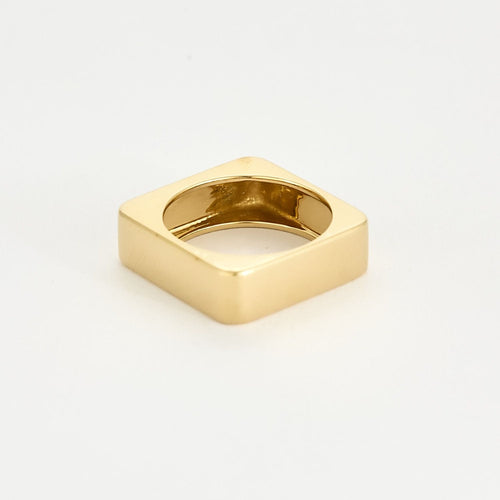 Bague 58 Bague moderniste de forme carré en or jaune et diamant 58 Facettes THI0518
