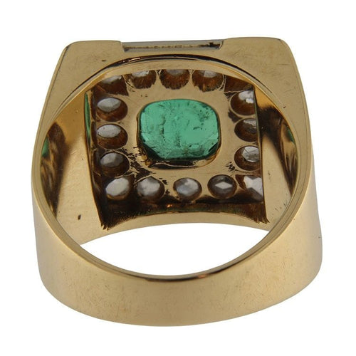 Bague 53.5 Bague en or jaune avec émeraude et diamants taille rose 58 Facettes G3869