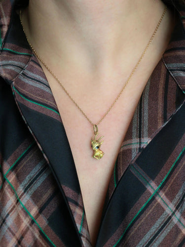 Pendentif Pendentif charms vintage Daim or jaune émail 58 Facettes 1099.23