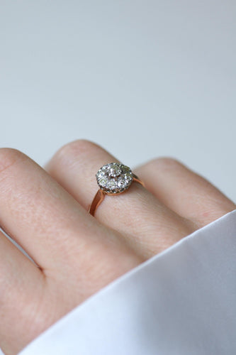 Bague 54 Bague Marguerite Ancienne Or rose, Platine, Diamants 58 Facettes
