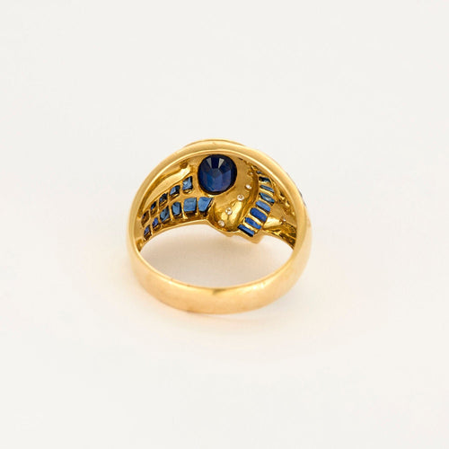 Bague 58 Bague or jaune, saphir et diamants 58 Facettes LOR3589