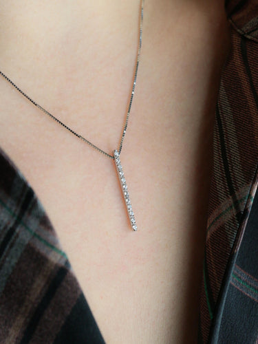 Collier Collier diamant barrette verticale or blanc 58 Facettes 1094.2