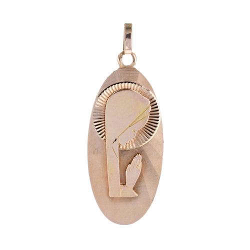 Pendentif Médaille or rose Vierge Marie stylisée 58 Facettes CVP130