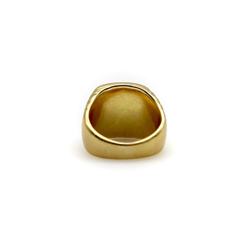 Bague Chevalière en or 18 carats avec émail gravé à la main et motif symétrique 58 Facettes