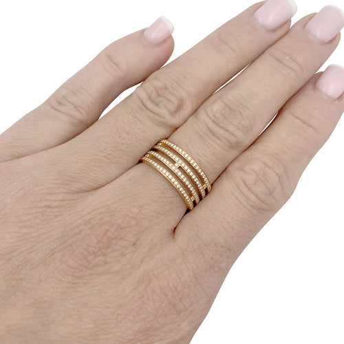 Bague 54 Bague Hermès, "Ariane", or rose, diamants. 58 Facettes 33590