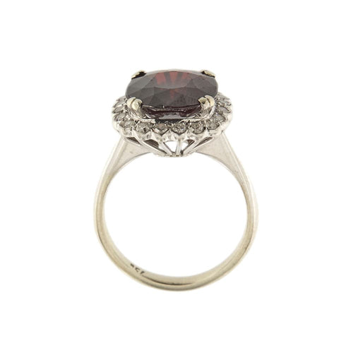Bague 55 Bague fleur or blanc avec grenat et diamants 58 Facettes 33304