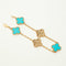Bracelet Van Cleef & Arpels - EXTRA RARE Bracelet Vintage Alhambra 5 motifs turquoise et diamants 58 Facettes