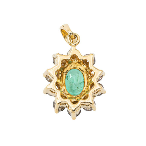 Pendentif Pompadour Or jaune Emeraude