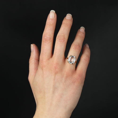 Bague 56 Bague ancienne aigue-marine taille émeraude et or jaune 58 Facettes 19-462B