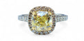 Bague 52 Solitaire diamant jaune fancy light yellow en or blanc 58 Facettes