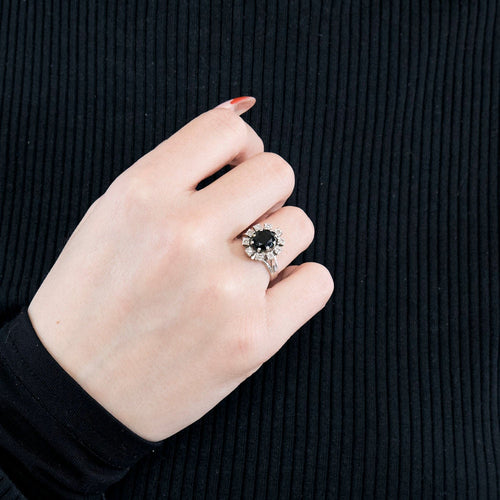 Bague 48 Bague marguerite or blanc, saphir et diamants 58 Facettes GU205