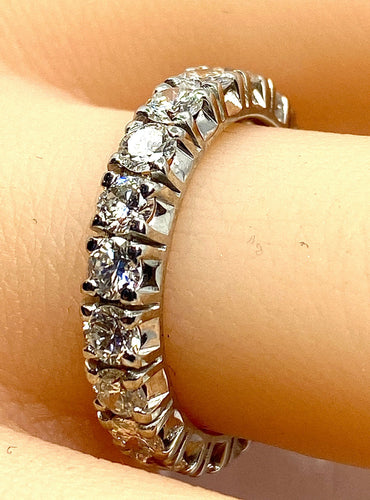 Bague 53 Alliance américaine or blanc, 20 diamants 2,30 carats 58 Facettes AB577