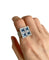 Bague 54 Bague en or blanc 18k de forme carrée, sertie de quatre aigue-marine et diamants 58 Facettes